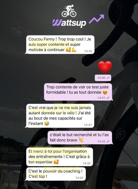 Échange avec une athlète super contente de son test : c'est le pouvoir du coaching